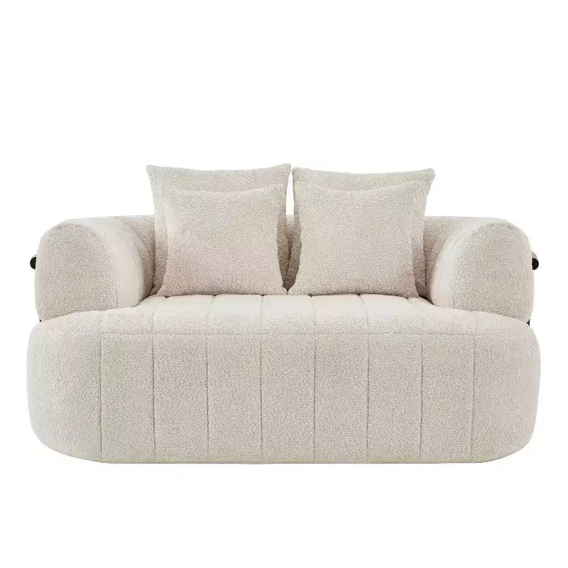 ModernLuxe Grand Canapé 64'' Bouclé Nuage, Chaise Longue sans Structure Soutenue par Métal pour Salon/Chambre à Coucher