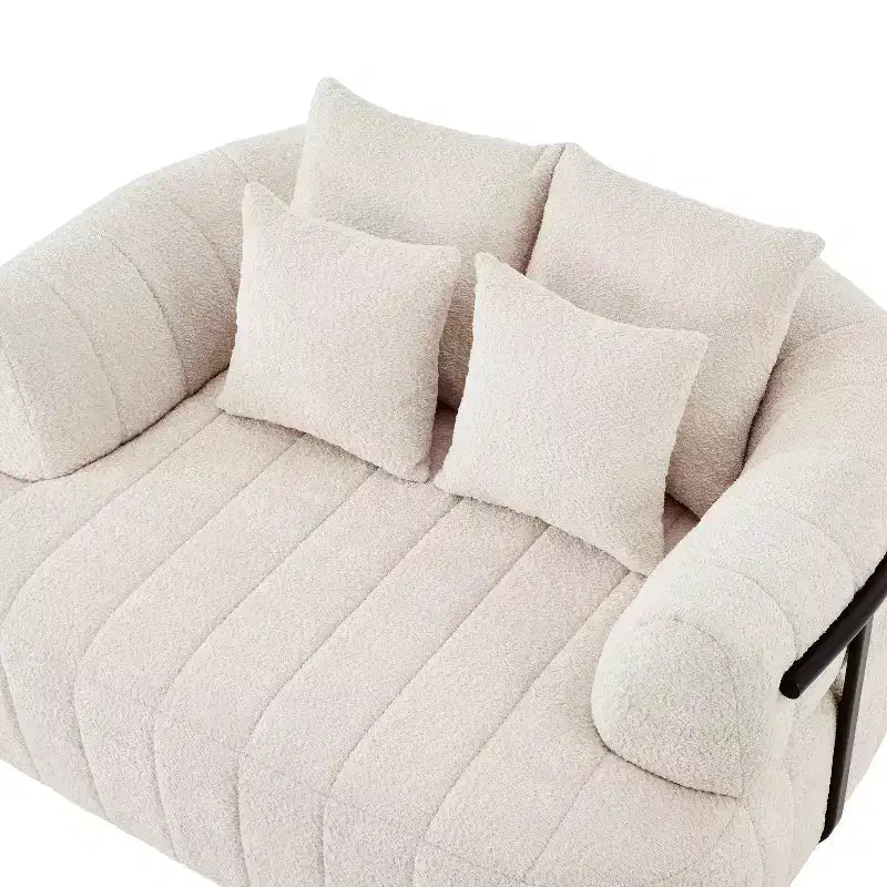 ModernLuxe Grand Canapé 64'' Bouclé Nuage, Chaise Longue sans Structure Soutenue par Métal pour Salon/Chambre à Coucher