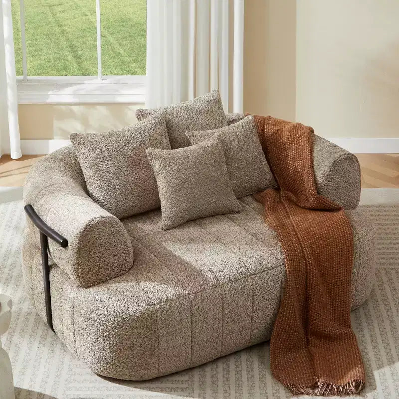 ModernLuxe Grand Canapé 64'' Bouclé Nuage, Chaise Longue sans Structure Soutenue par Métal pour Salon/Chambre à Coucher