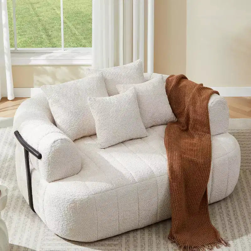 ModernLuxe Grand Canapé 64'' Bouclé Nuage, Chaise Longue sans Structure Soutenue par Métal pour Salon/Chambre à Coucher