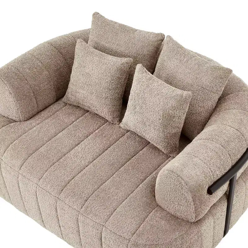 ModernLuxe Grand Canapé 64'' Bouclé Nuage, Chaise Longue sans Structure Soutenue par Métal pour Salon/Chambre à Coucher