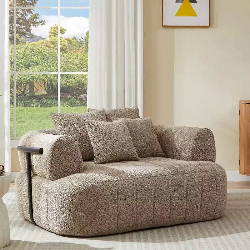 ModernLuxe Grand Canapé 64'' Bouclé Nuage, Chaise Longue sans Structure Soutenue par Métal pour Salon/Chambre à Coucher