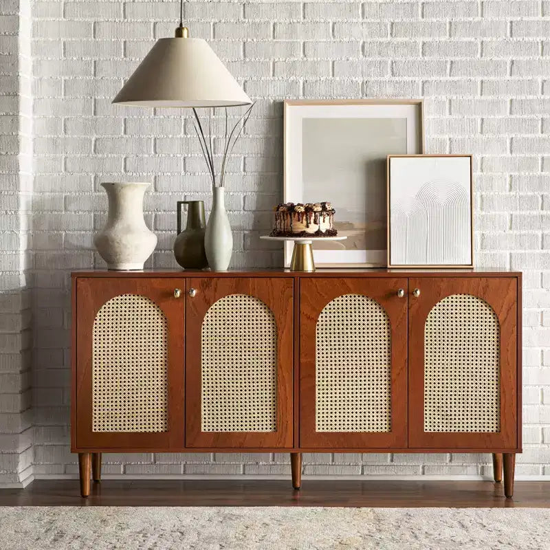 Buffet Lifestorey Montello moderne du milieu du siècle avec portes en rotin
