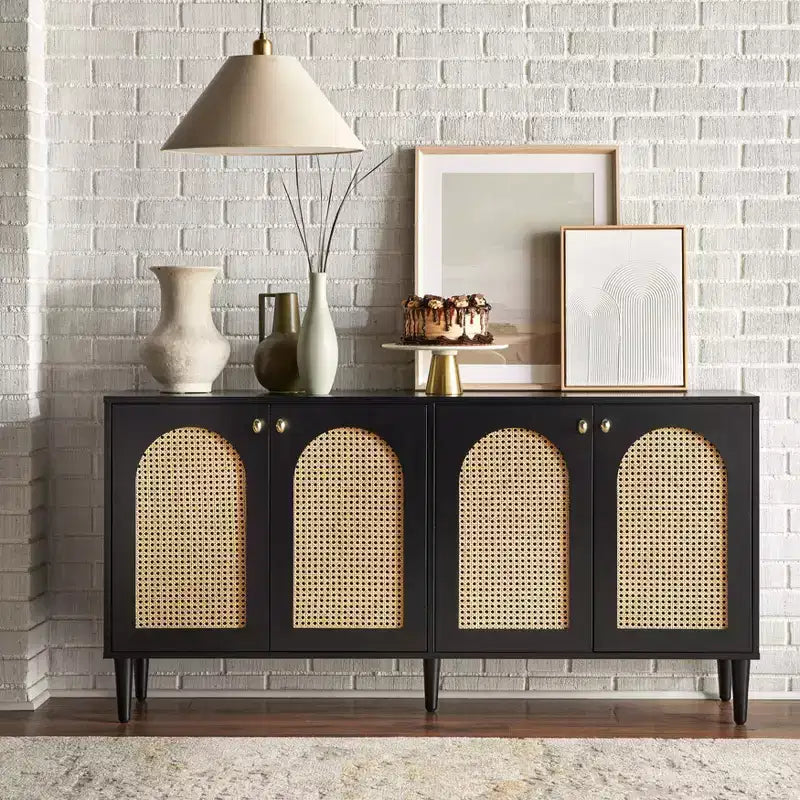 Buffet Lifestorey Montello moderne du milieu du siècle avec portes en rotin