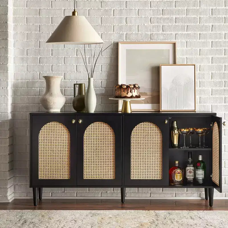 Buffet Lifestorey Montello moderne du milieu du siècle avec portes en rotin