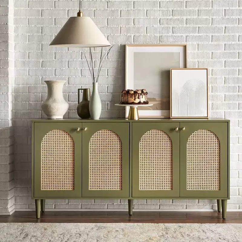 Buffet Lifestorey Montello moderne du milieu du siècle avec portes en rotin