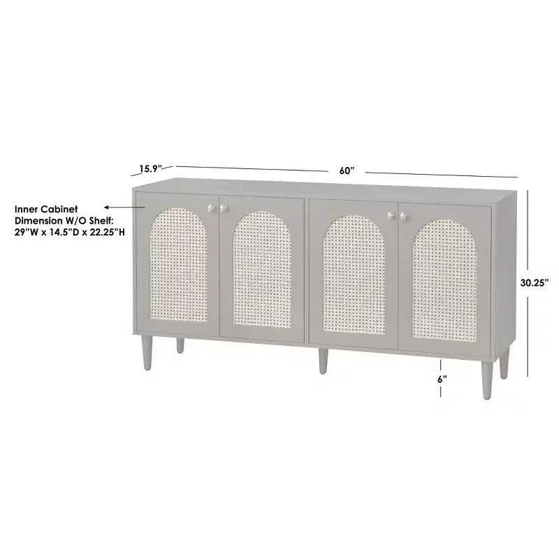 Buffet Lifestorey Montello moderne du milieu du siècle avec portes en rotin