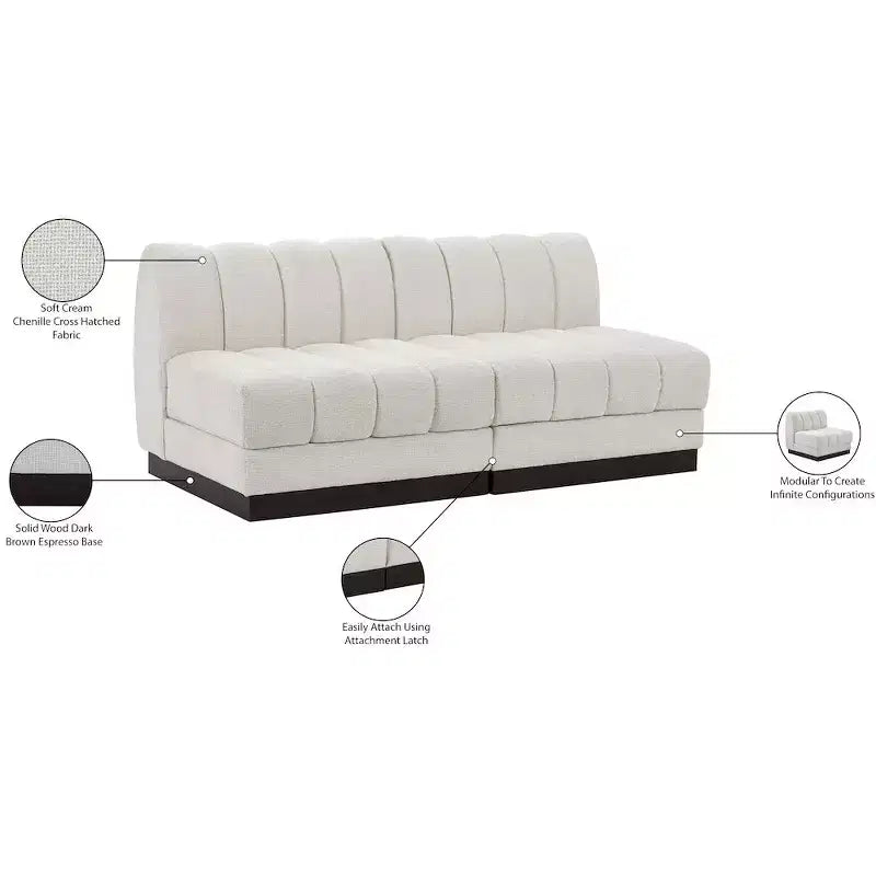 Canapé modulable en tissu chenille Quinn de Meridian Furniture
