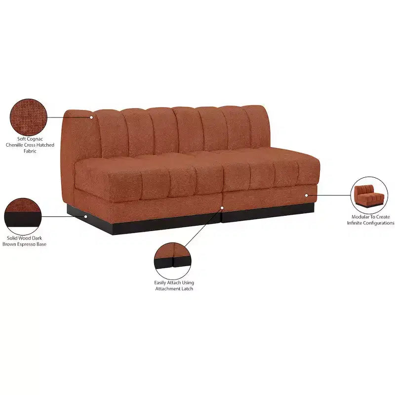 Canapé modulable en tissu chenille Quinn de Meridian Furniture