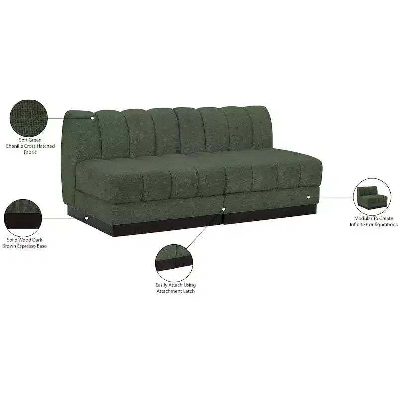Canapé modulable en tissu chenille Quinn de Meridian Furniture