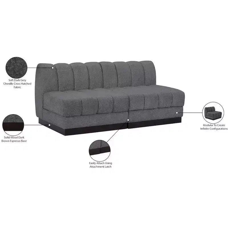 Canapé modulable en tissu chenille Quinn de Meridian Furniture
