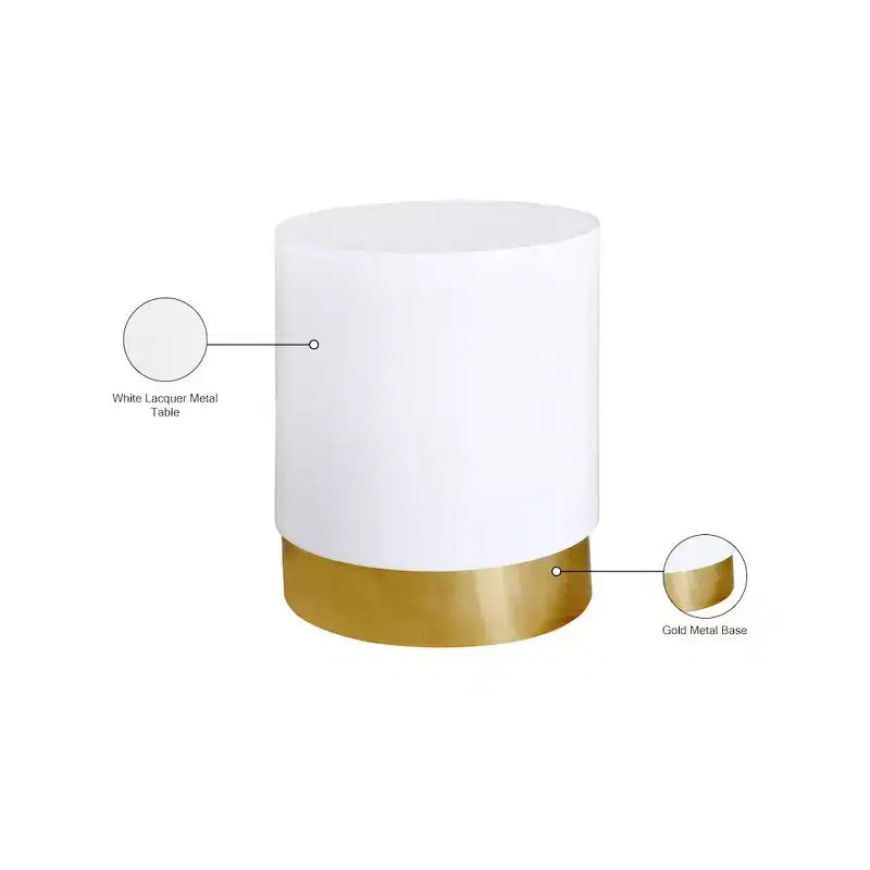 Table d'appoint Meridian Furniture Deco Blanc/Or