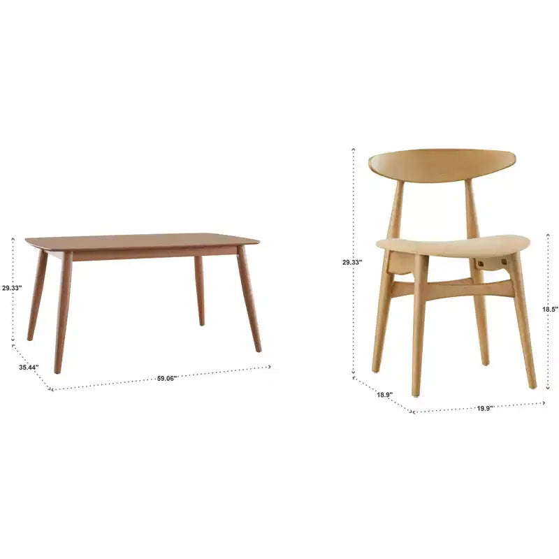 Ensemble de salle à manger Cortland 5 pièces, style milieu du siècle, pieds fuselés - iNSPIRE Q