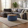 Round Storage Table, 2-in-1 Multi-Function as End Table & Ottoman, 25.5x25.5x14.5, Modern End Table for Living Room & Bedroom Office Navy Blue