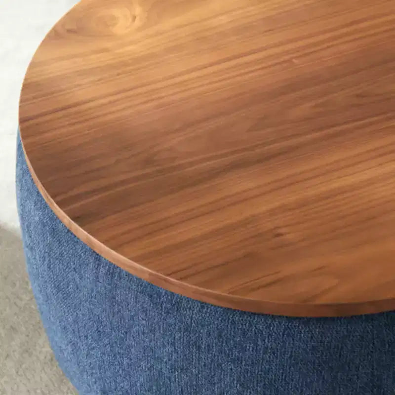 Table de rangement ronde, multifonction 2 en 1 (table d'appoint et pouf), 64,7x64,7x36,8 cm, table d'appoint moderne pour salon, chambre et bureau, bleu marine