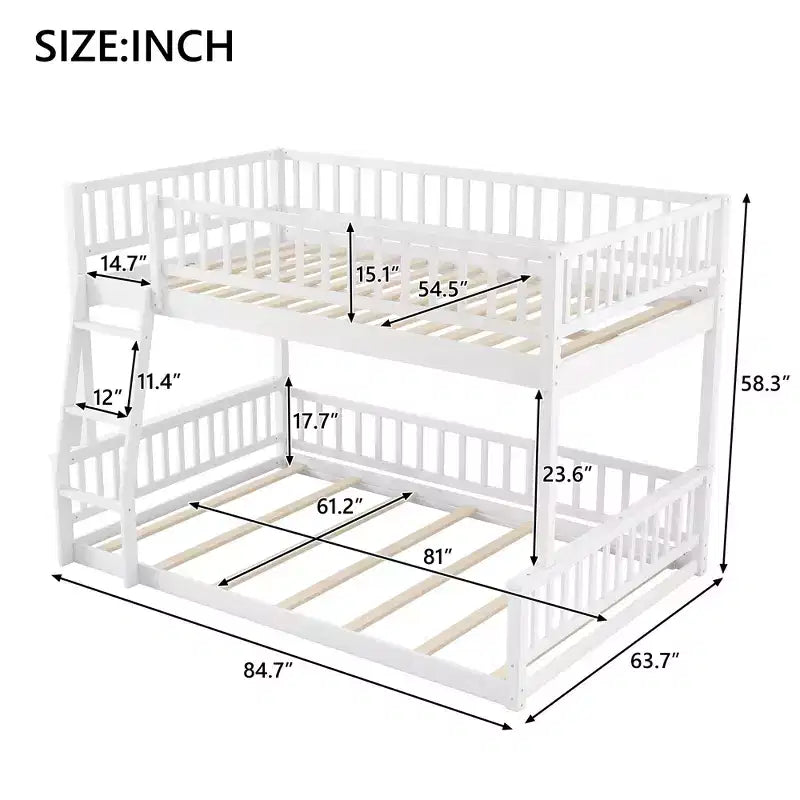 Lit en bois Queen Size FAMYYT avec garde-corps, échelle, montage facile