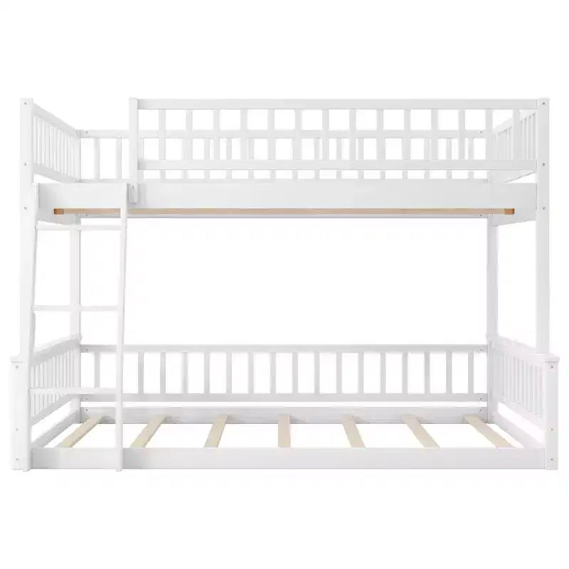 Lit en bois Queen Size FAMYYT avec garde-corps, échelle, montage facile