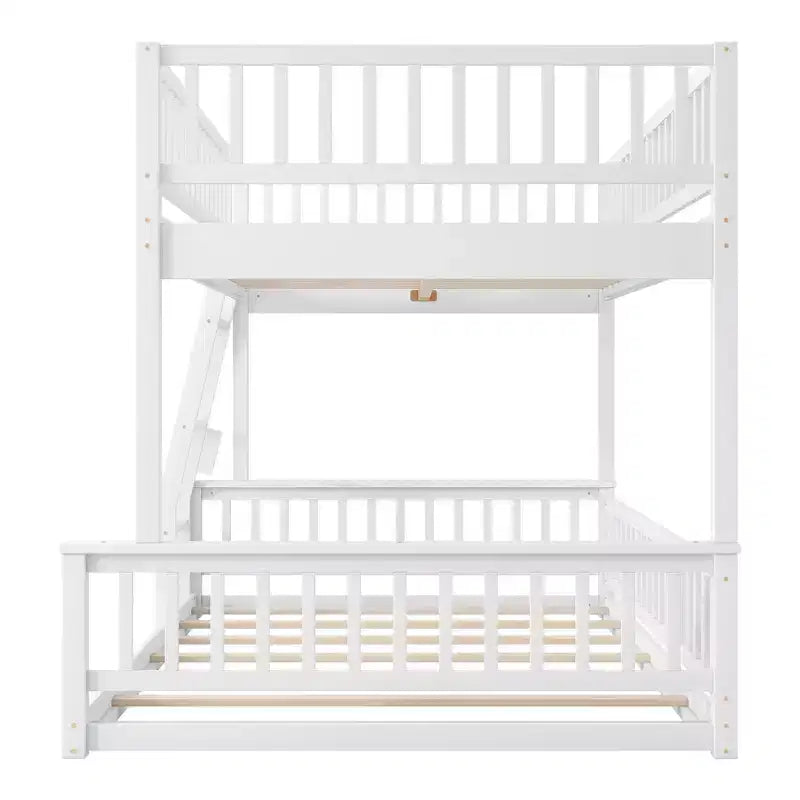 Lit en bois Queen Size FAMYYT avec garde-corps, échelle, montage facile