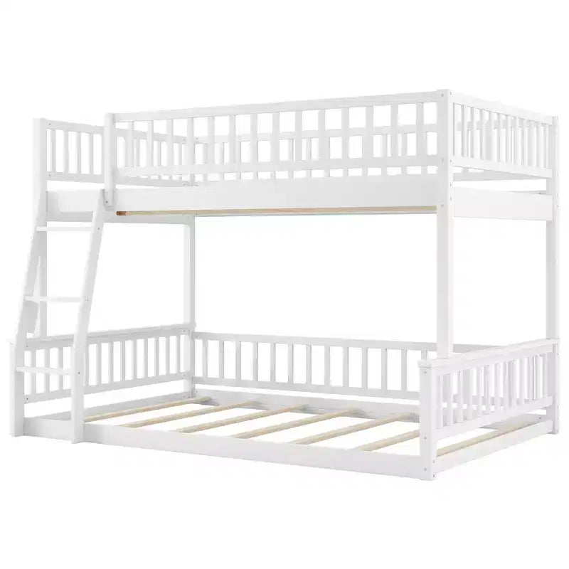 Lit en bois Queen Size FAMYYT avec garde-corps, échelle, montage facile