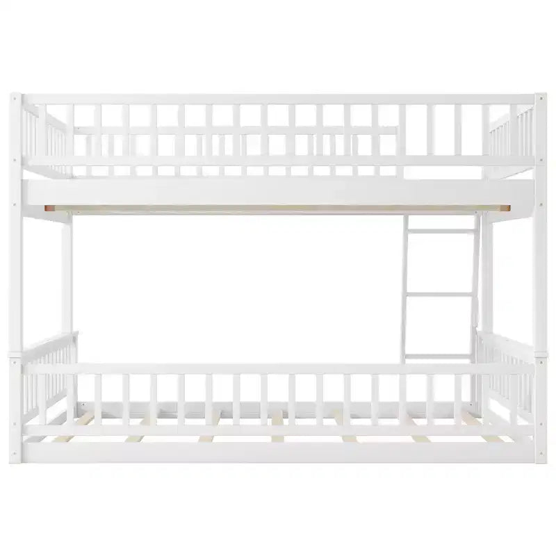 Lit en bois Queen Size FAMYYT avec garde-corps, échelle, montage facile