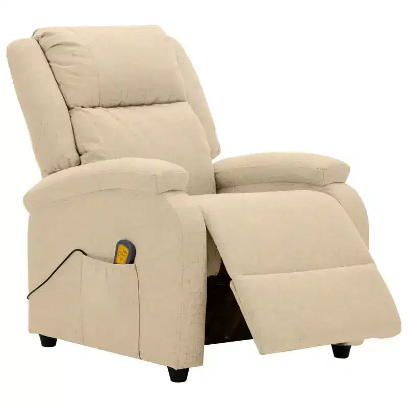 vidaXL Fauteuil de massage Crème Tissu et métal Medium