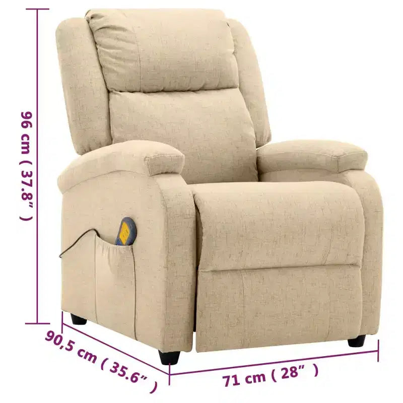 vidaXL Fauteuil de massage Crème Tissu et métal Medium