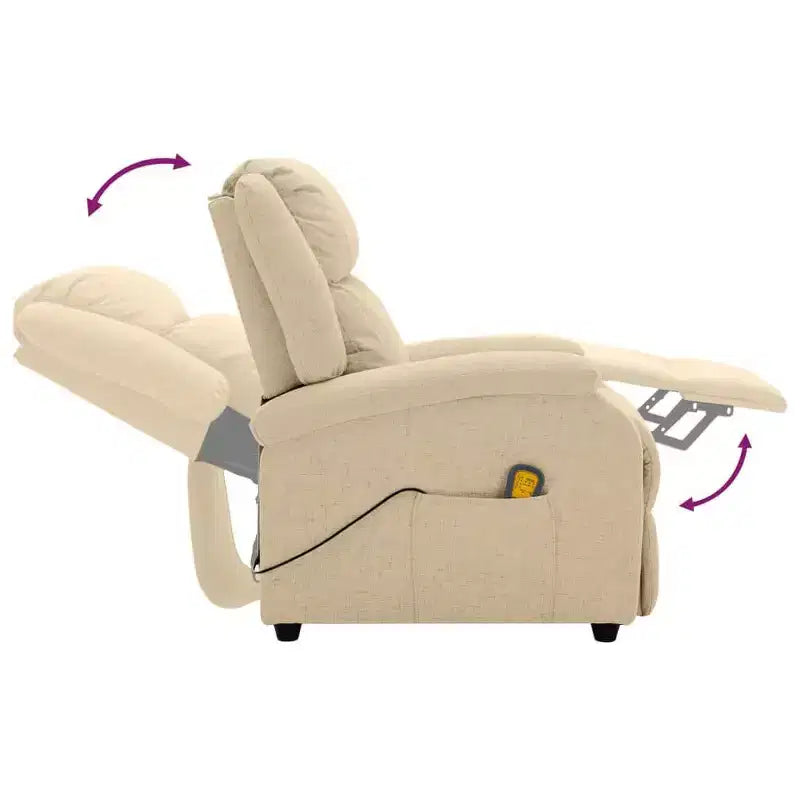 vidaXL Fauteuil de massage Crème Tissu et métal Medium