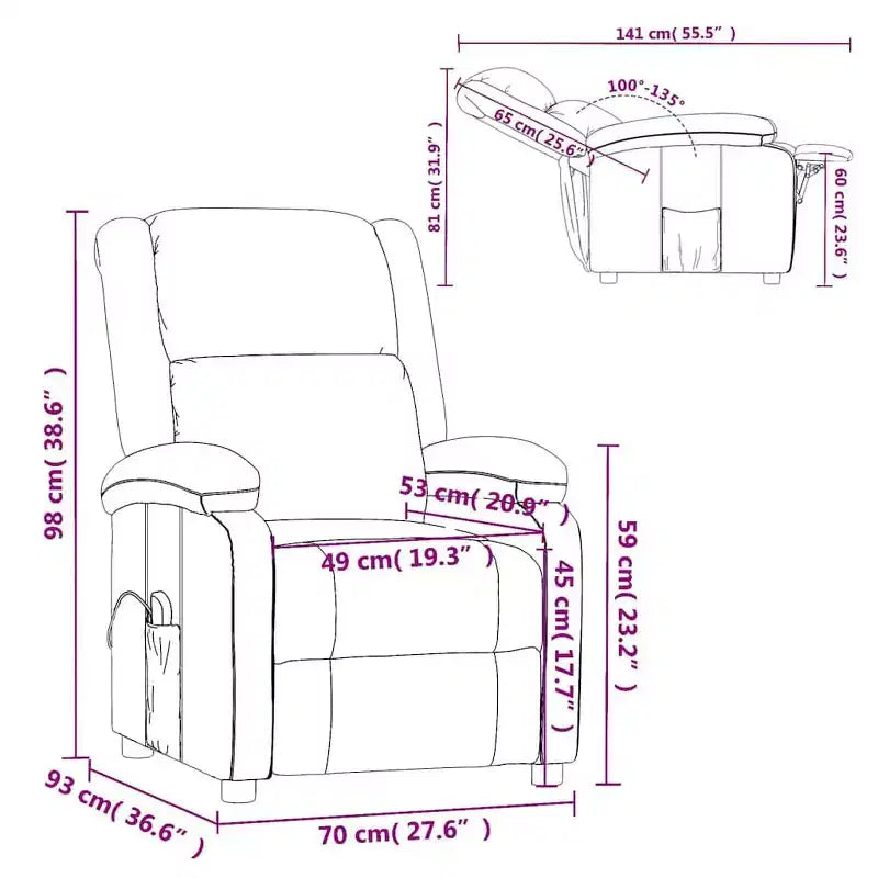 vidaXL Fauteuil de massage Crème Tissu et métal Medium