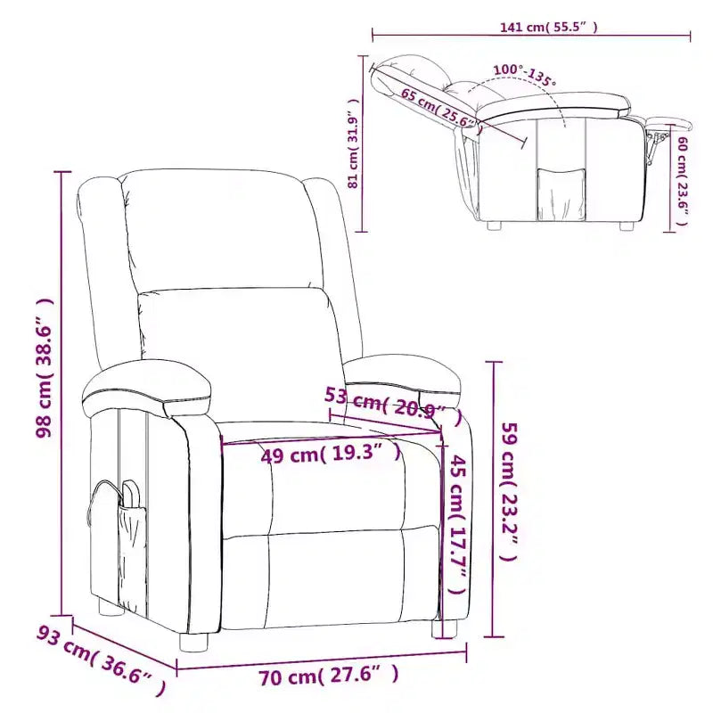 vidaXL Fauteuil de massage Crème Tissu et métal Medium