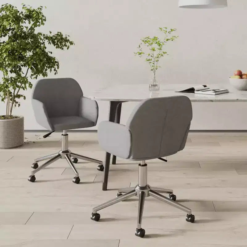 vidaXL Chaises de salle à manger pivotantes 2 pcs Tissu gris clair