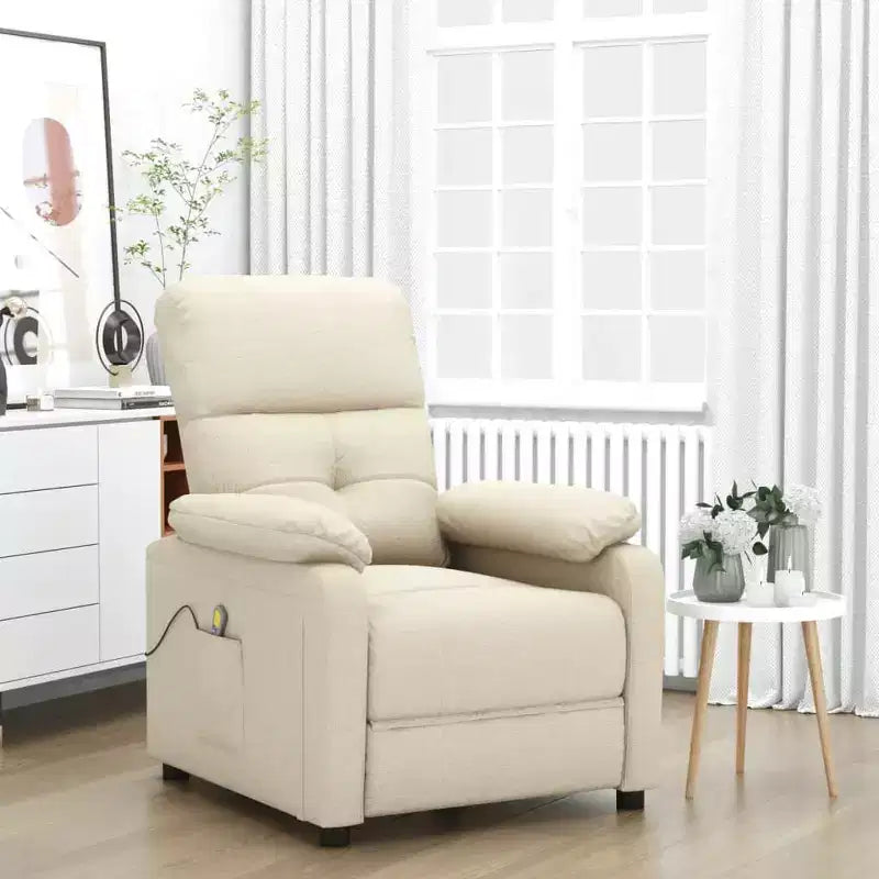 vidaXL Fauteuil de massage Marron Tissu, Bois, Métal Large