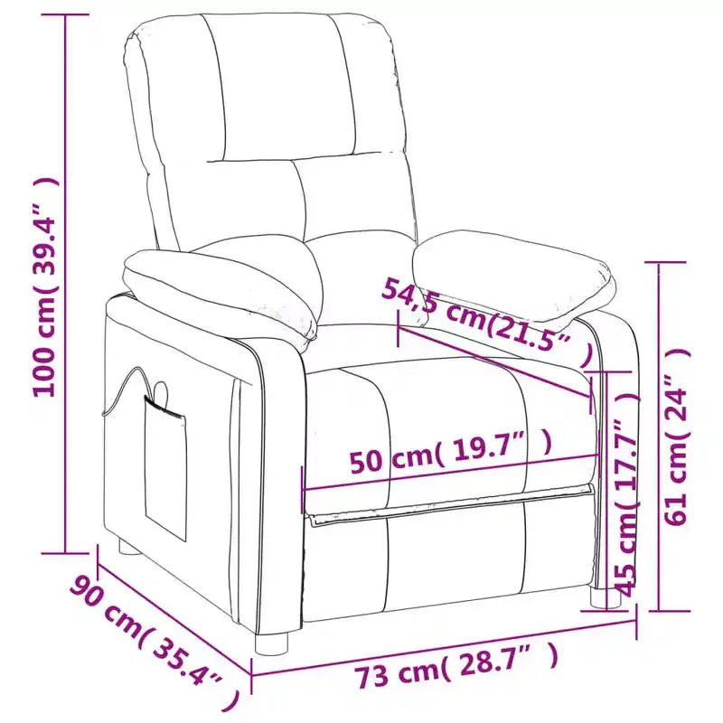 vidaXL Fauteuil de massage Marron Tissu, Bois, Métal Large
