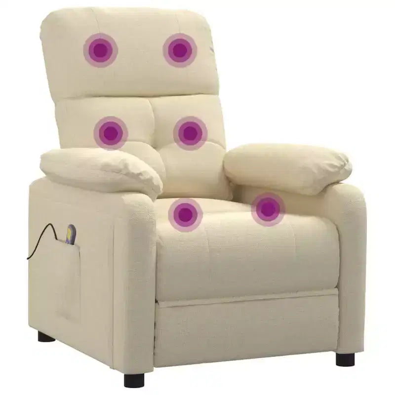 vidaXL Fauteuil de massage Marron Tissu, Bois, Métal Large