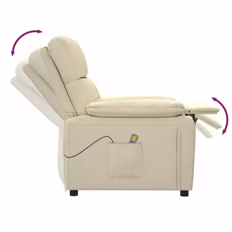 vidaXL Fauteuil de massage Marron Tissu, Bois, Métal Large