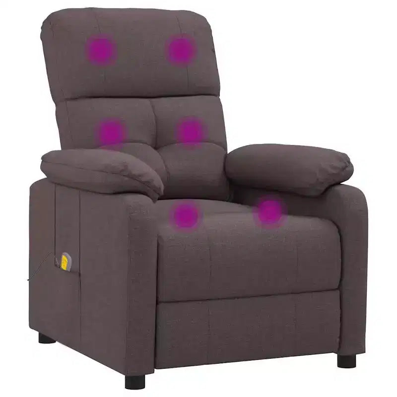 vidaXL Fauteuil de massage Marron Tissu, Bois, Métal Large