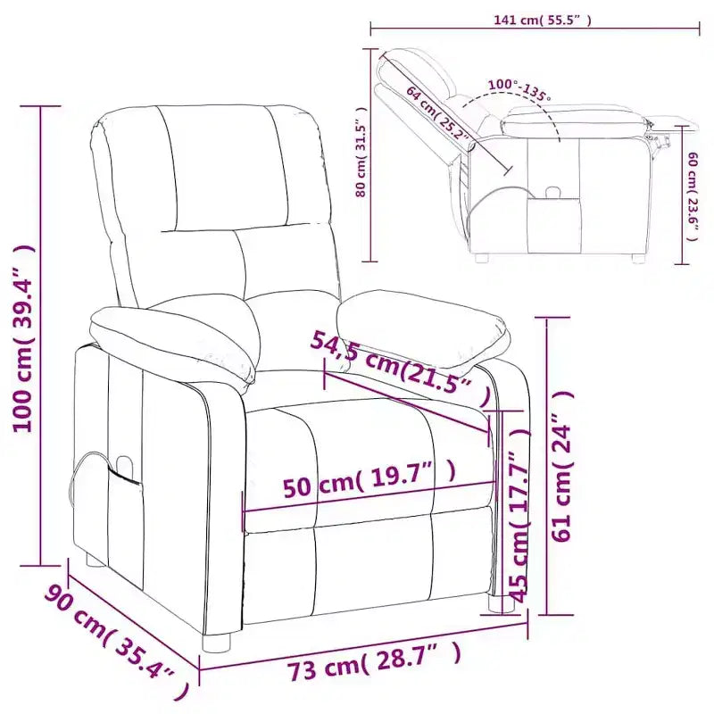 vidaXL Fauteuil de massage Marron Tissu, Bois, Métal Large
