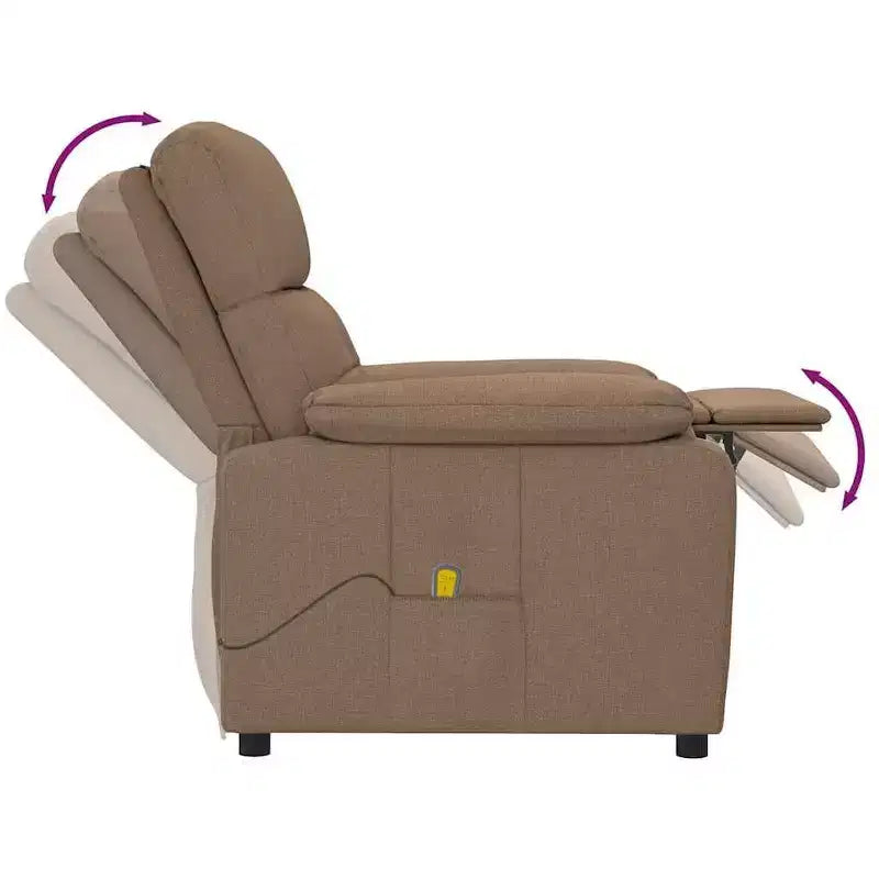 vidaXL Fauteuil de massage Marron Tissu, Bois, Métal Large