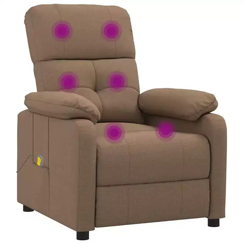 vidaXL Fauteuil de massage Marron Tissu, Bois, Métal Large