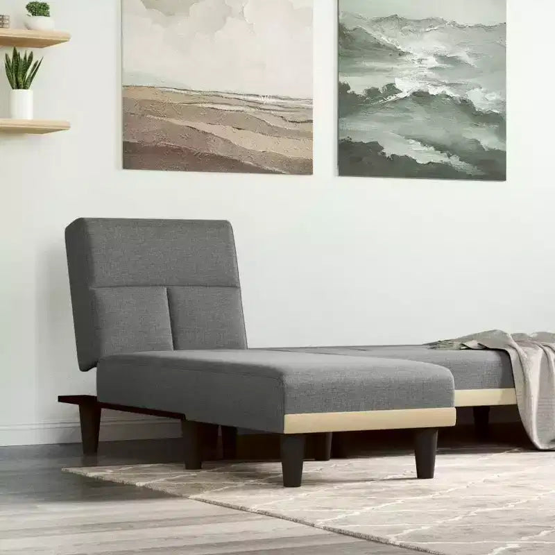 vidaXL Chaise longue Gris foncé 100 % polyester, contreplaqué Taille unique