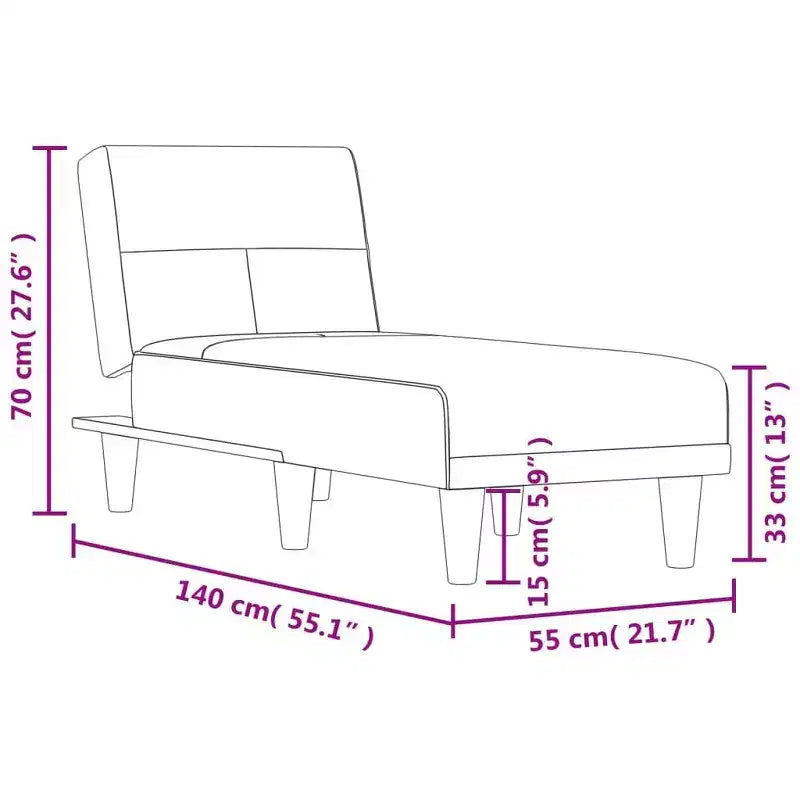 vidaXL Chaise longue Gris foncé 100 % polyester, contreplaqué Taille unique