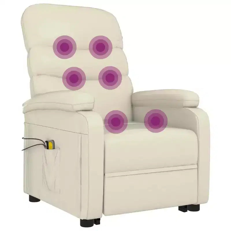 vidaXL Fauteuil de massage vertical crème/blanc en similicuir