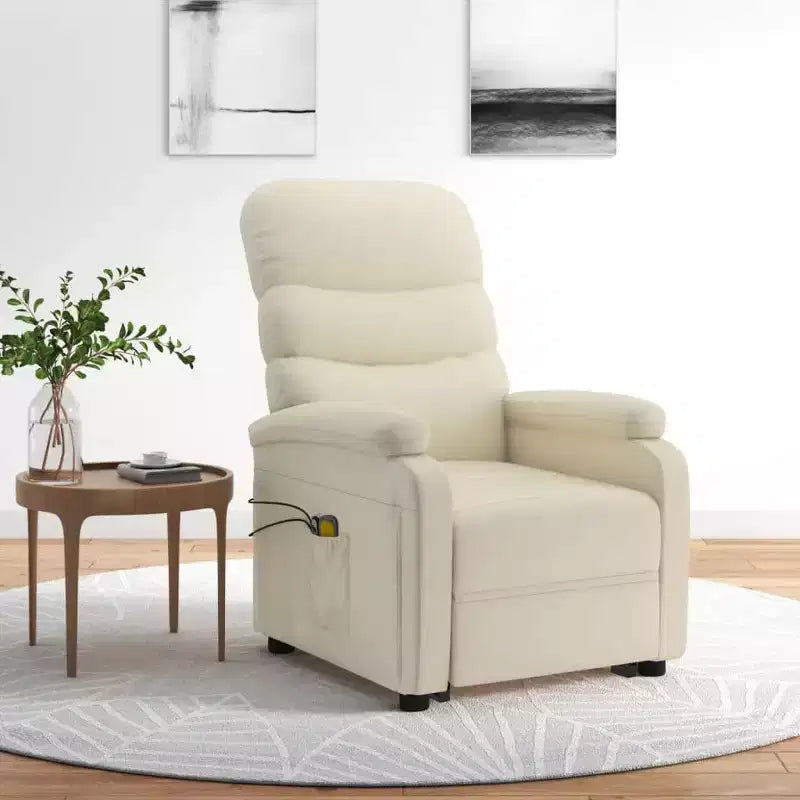 vidaXL Fauteuil de massage vertical crème/blanc en similicuir