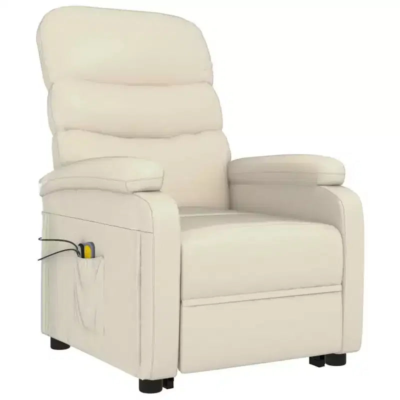 vidaXL Fauteuil de massage vertical crème/blanc en similicuir