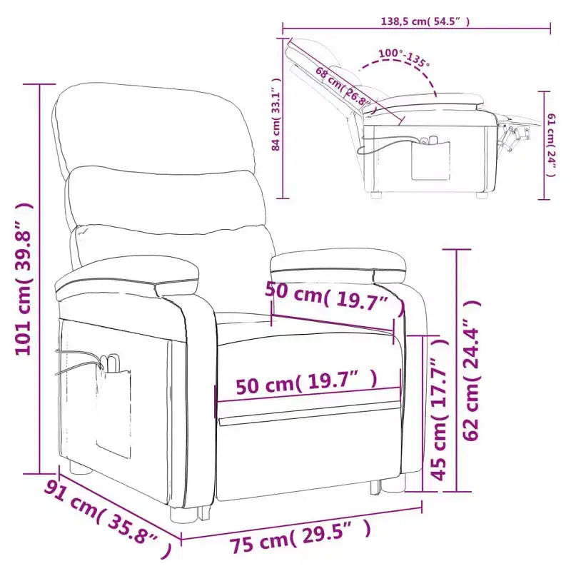 vidaXL Fauteuil de massage vertical crème/blanc en similicuir