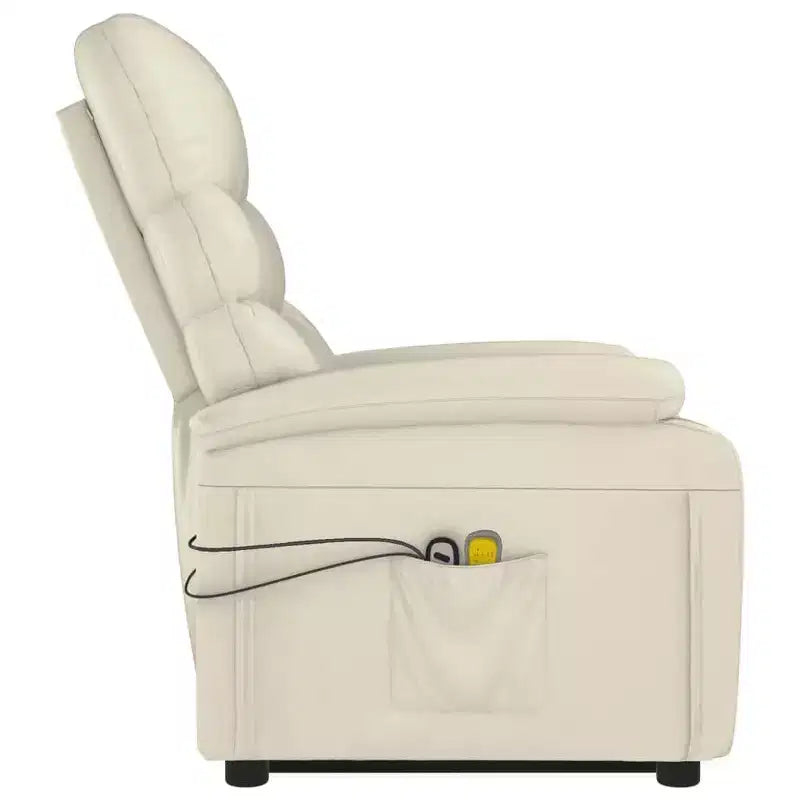 vidaXL Fauteuil de massage vertical crème/blanc en similicuir