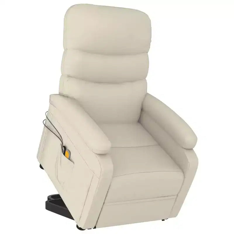 vidaXL Fauteuil de massage vertical crème/blanc en similicuir