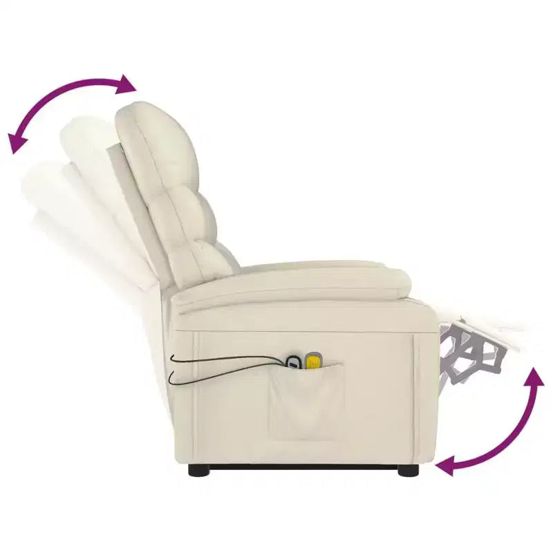 vidaXL Fauteuil de massage vertical crème/blanc en similicuir