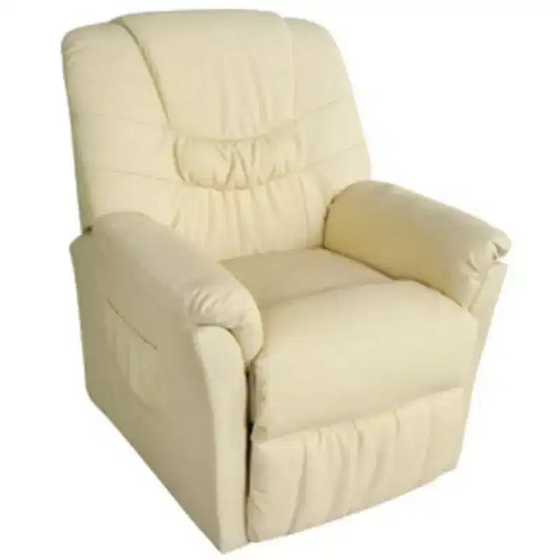 vidaXL Fauteuil de massage Similicuir crème Standard Repose-pieds réglables