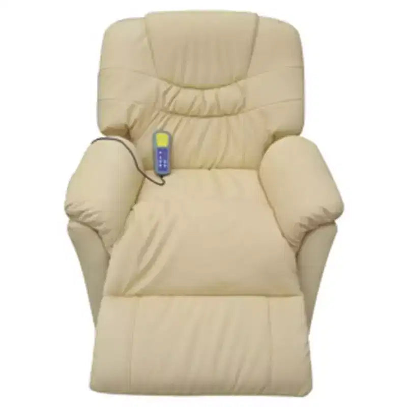 vidaXL Fauteuil de massage Similicuir crème Standard Repose-pieds réglables