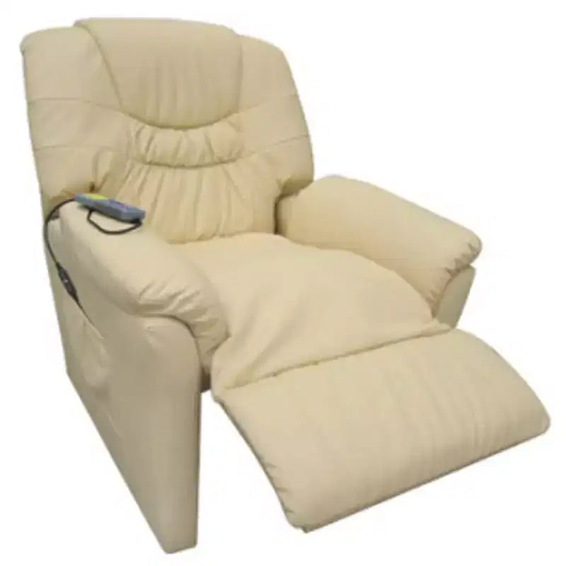 vidaXL Fauteuil de massage Similicuir crème Standard Repose-pieds réglables